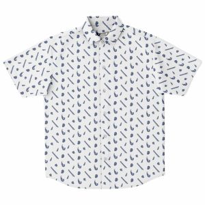 Ammonite White Pattern Button Up